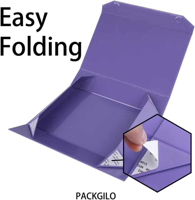 PACKGILO 5 Pack Purple Gift Boxes with Lids Small 12 x 8 x 2.7 Inches Clothes Gift Boxes for Presents Shirt Gift Boxes with Ribbon Magnetic Gift Boxes Bulk Cute Box for Packaging (Glossy Surface) - Image 3